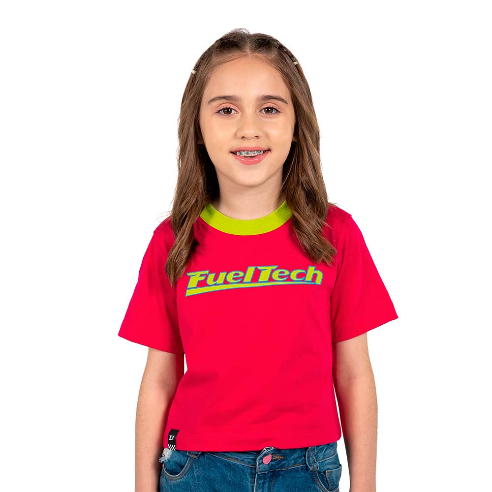 Camiseta Infantil Cropped Rosa